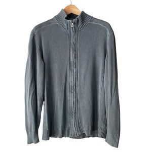 BKE Men's Gray Mock Neck Knit Full Zip-Up Sweater Jacket Size XL